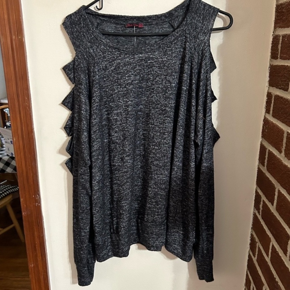 NWT Shelia Rose ladder bar long sleeve gray marled sweater size 2x
